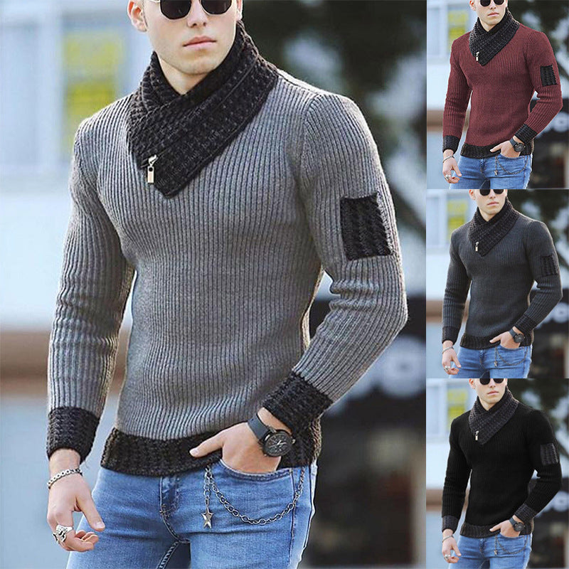 Heren casual trui met lange mouwen en revers