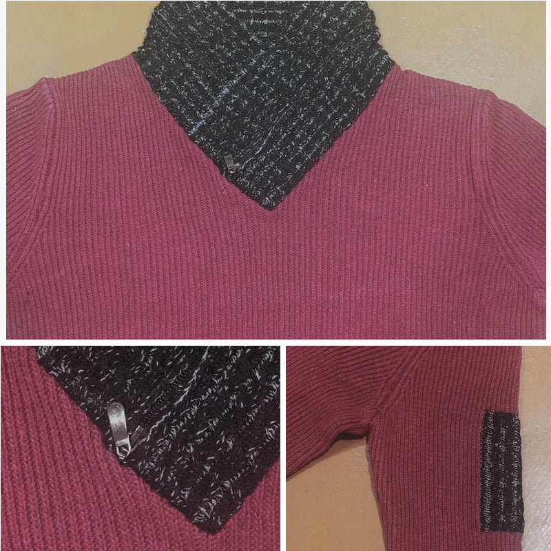 Heren casual trui met lange mouwen en revers