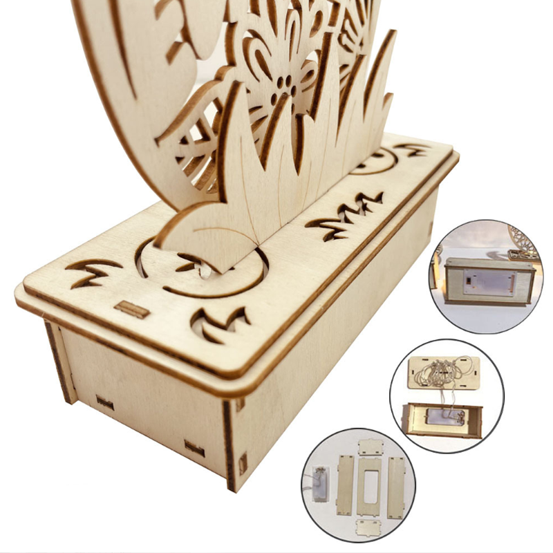 Houten doe-het-zelf-ornament in eivorm