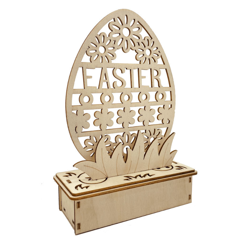 Houten doe-het-zelf-ornament in eivorm