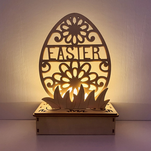 Houten doe-het-zelf-ornament in eivorm