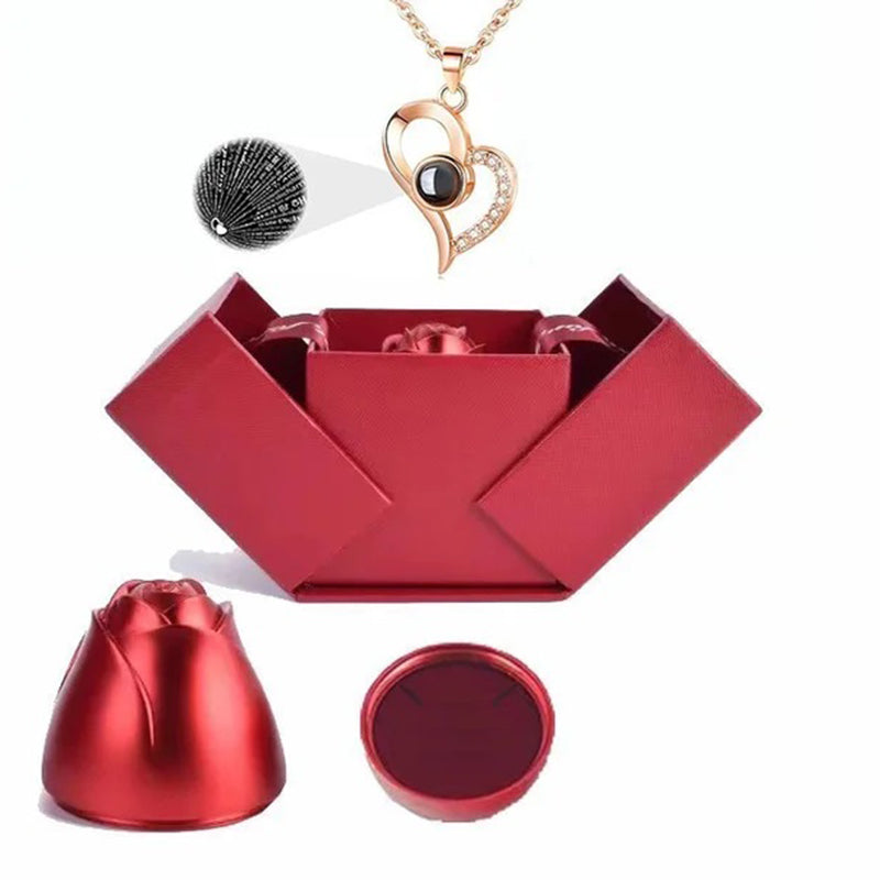 Hartketting met liefdesprojectie (I Love You in 100 talen)