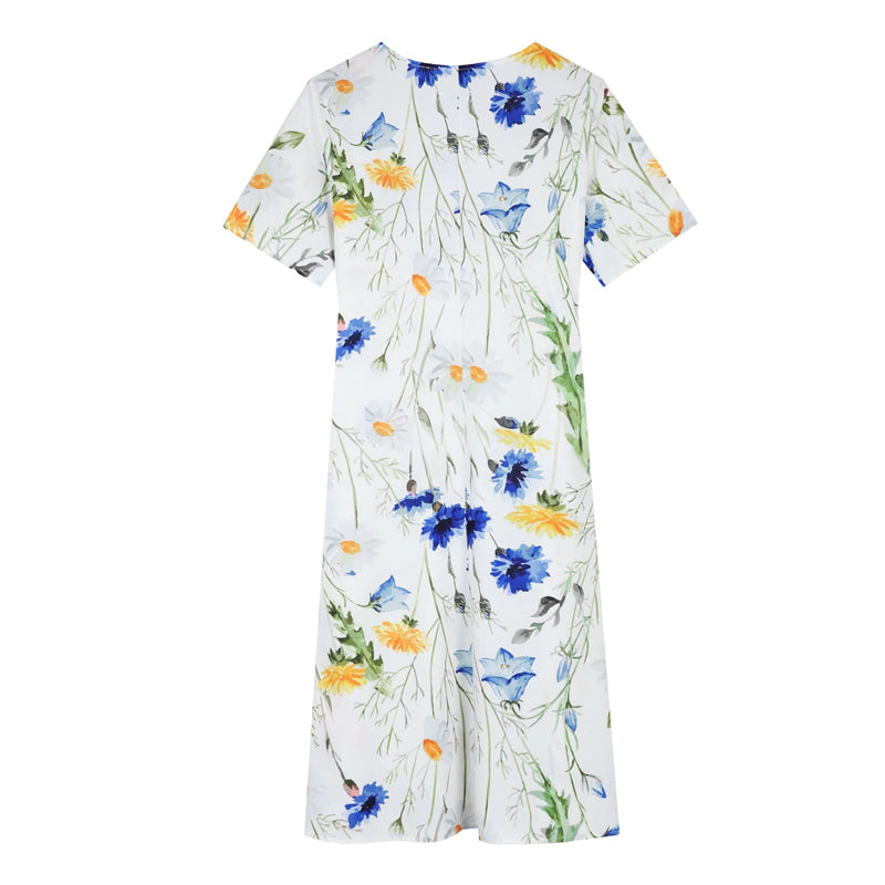 Voorverkoop>Casual jurk met ronde hals en print