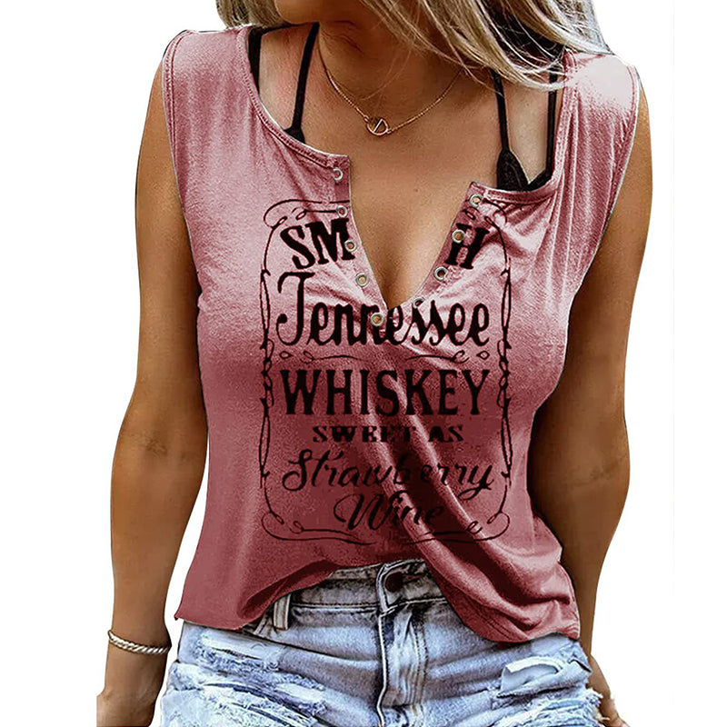 Mouwloze blouse met letterprint