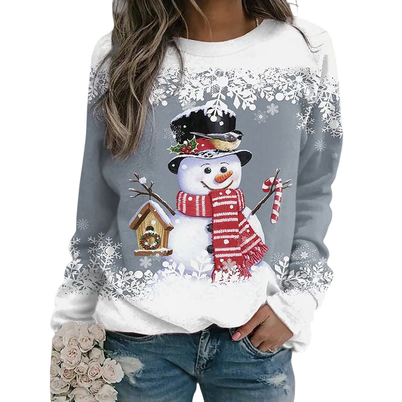 Kersttrui met veelkleurige sneeuwman print