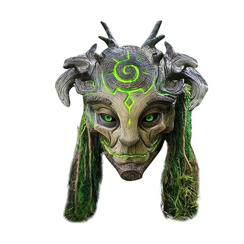 Forest Spirit Mask Halloween-Masker Met Groene Lichtogen