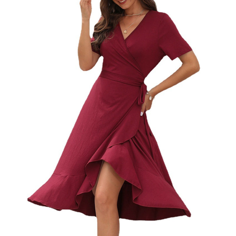 Jurk met hoge taille en V-hals