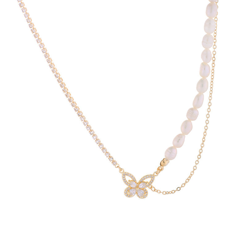 Parel vlinder paneel ketting