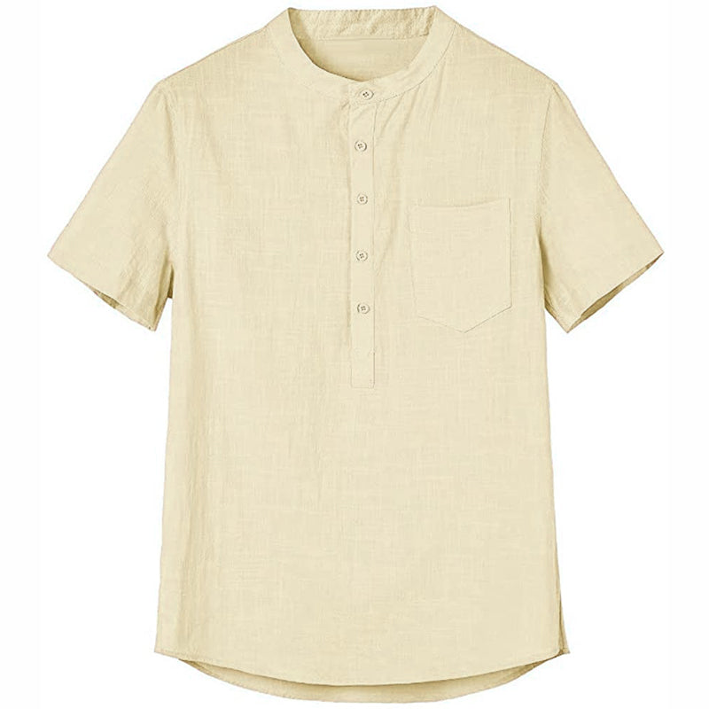 Overhemd van katoenlinnen met opstaande kraag