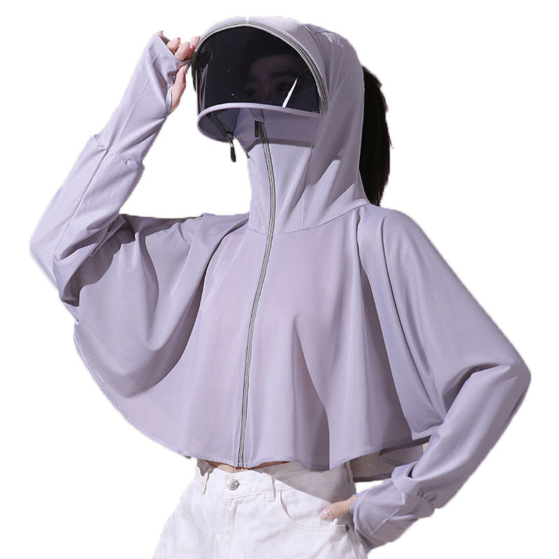 Ice silk windjack met uv-bescherming en capuchon