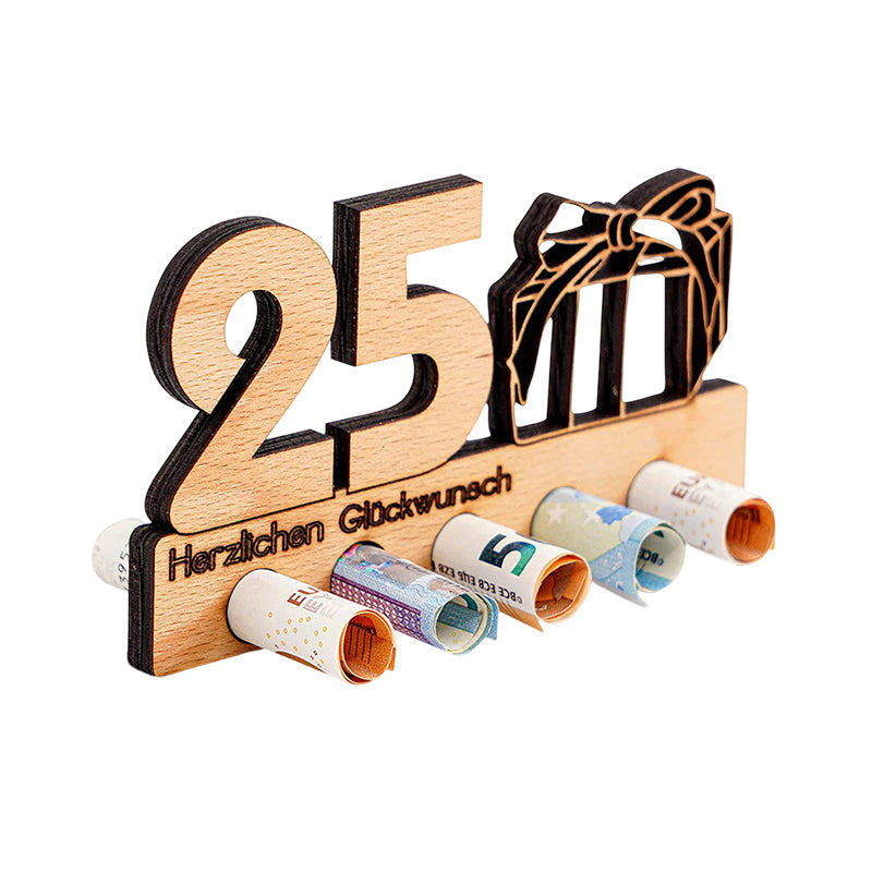 Verjaardagscadeau houten geldclip