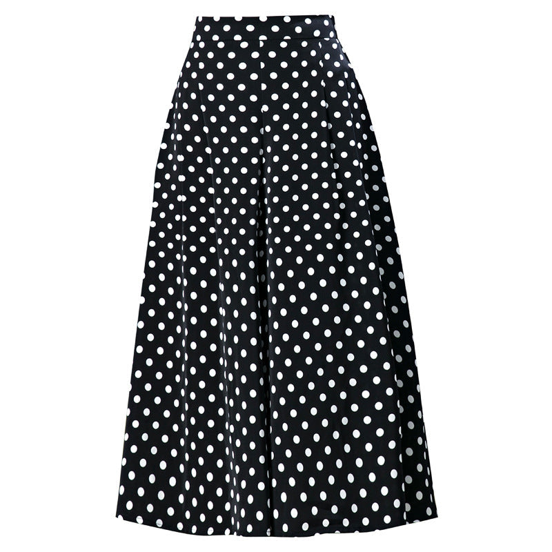 Zwarte culotte van chiffon met stippen