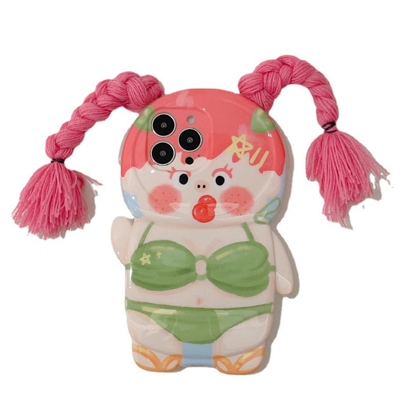 Grappige vlecht badpak telefoonhoesje