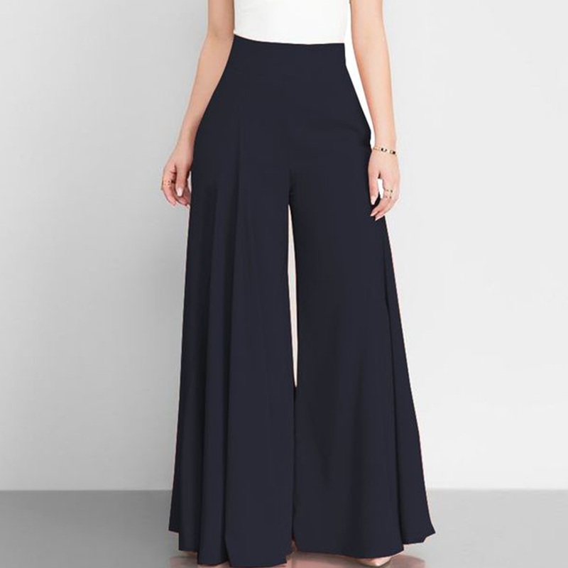 Casual gedrapeerde broek met hoge taille en wijde pijpen
