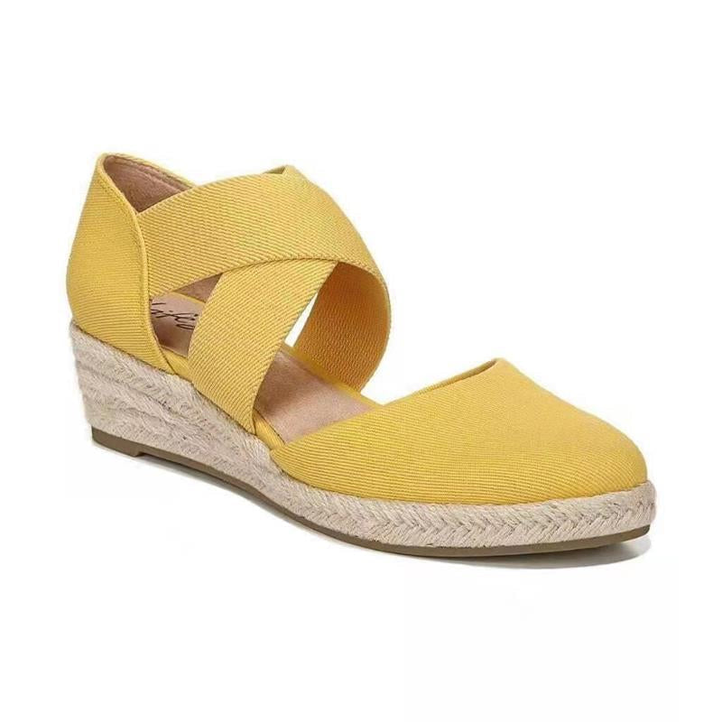 Sandalen met sleehak van hennep touw