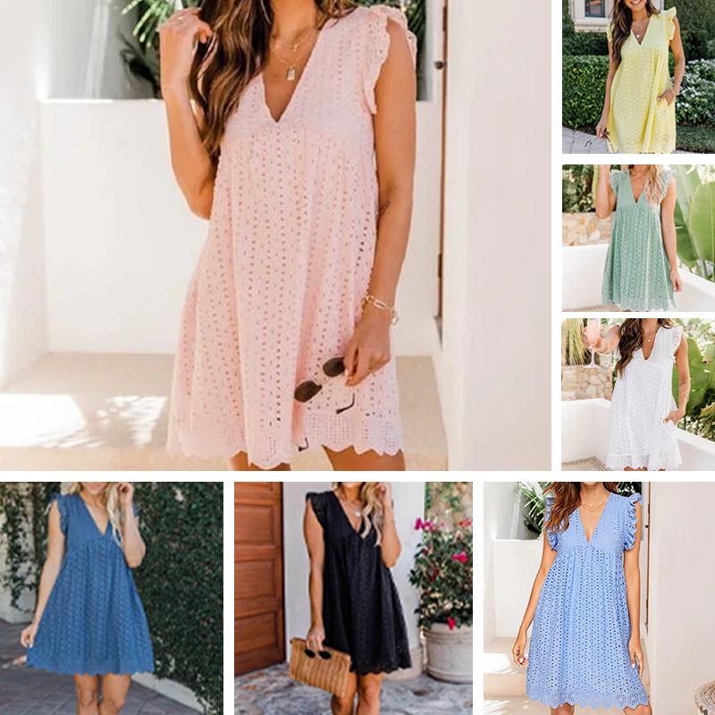 Jurk met uitsnijding van kant en zakken