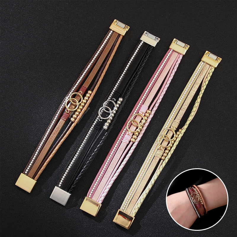 Laag lederen armband