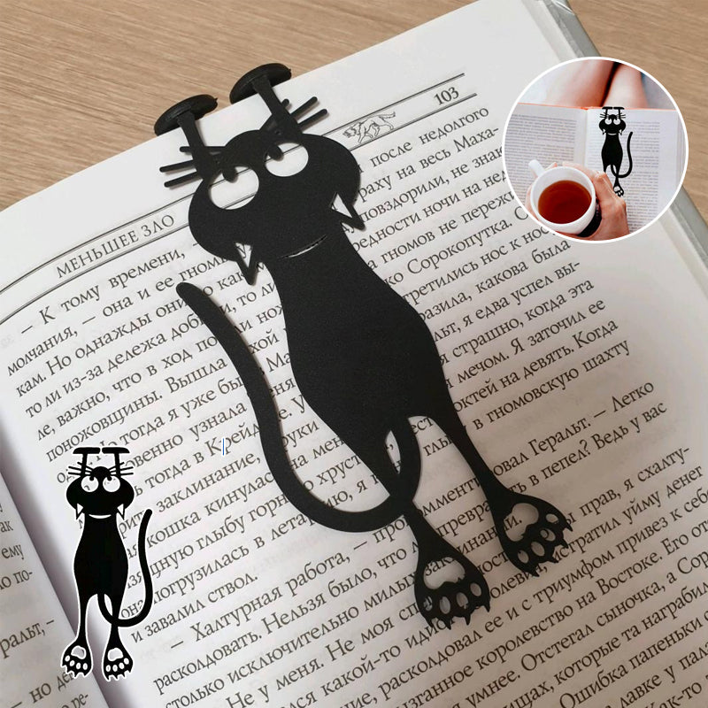 Knipsel zwarte kitten bladwijzer