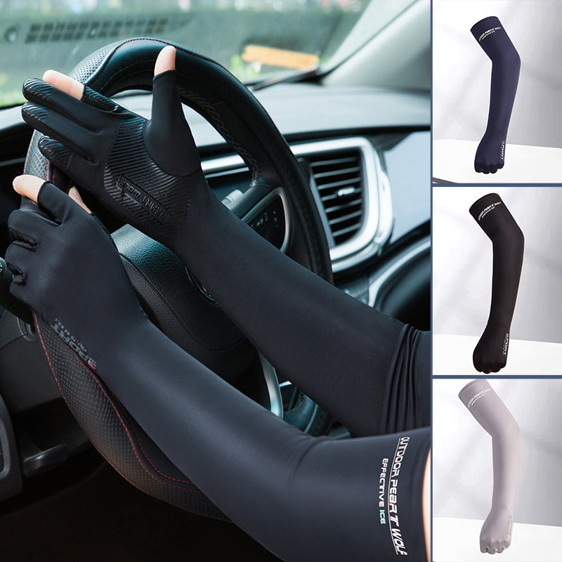 Non-slip blootgestelde twee-vinger zonnebrand crème mouw handschoenen