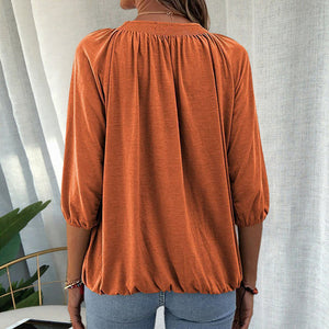 T-shirt met ronde hals en driekwart mouwen