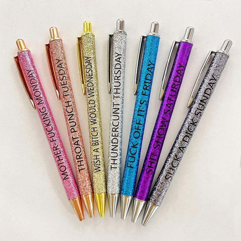 Swear Word Daily Pen Set (7cs * grappige zwarte inktpennen)