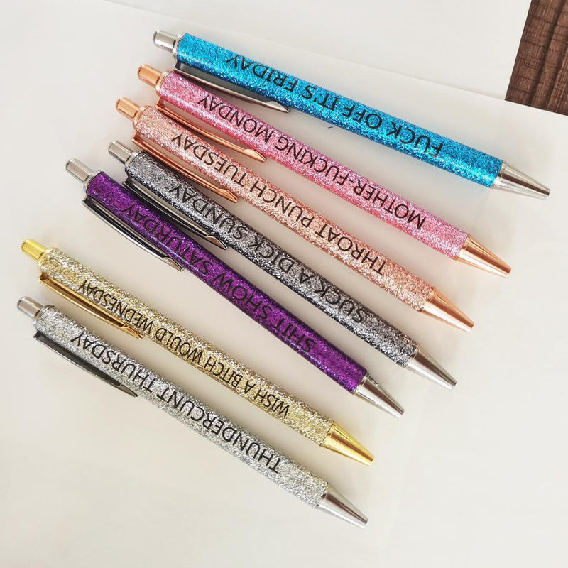 Swear Word Daily Pen Set (7cs * grappige zwarte inktpennen)