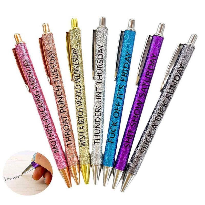 Swear Word Daily Pen Set (7cs * grappige zwarte inktpennen)