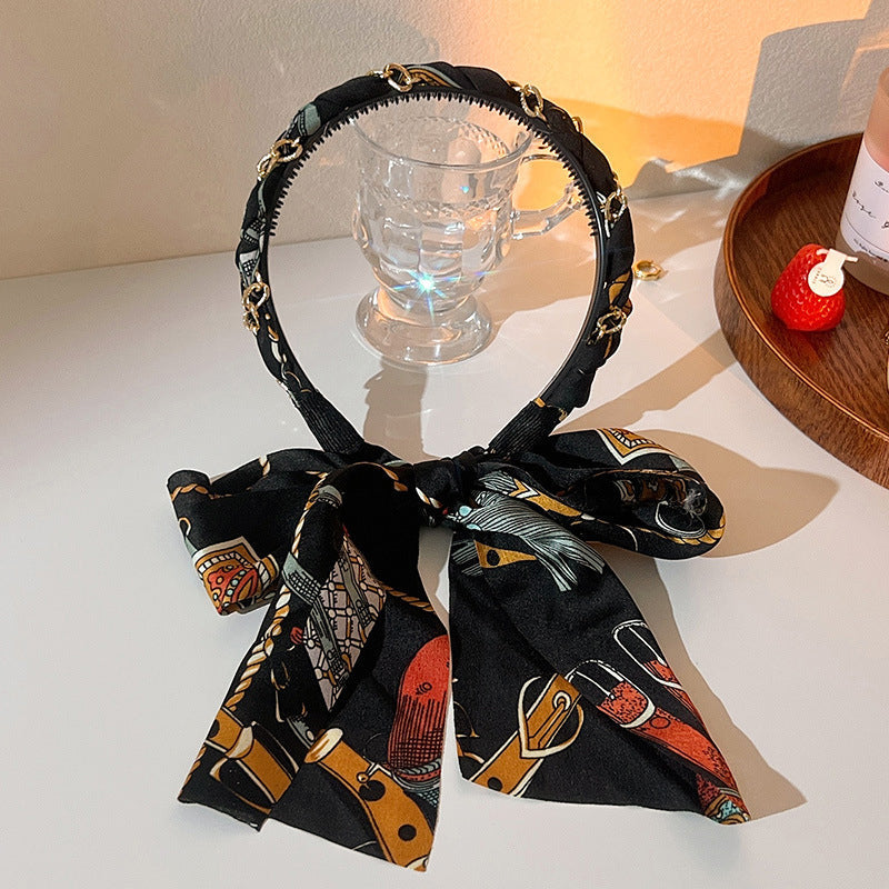 Retro hoofdband met lang lint