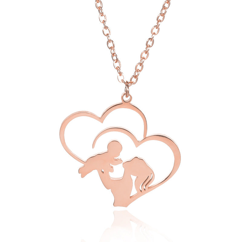 Moeder en baby hart ketting