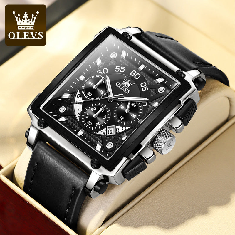Lichtgevend Luxe Square Business Quartz horloge