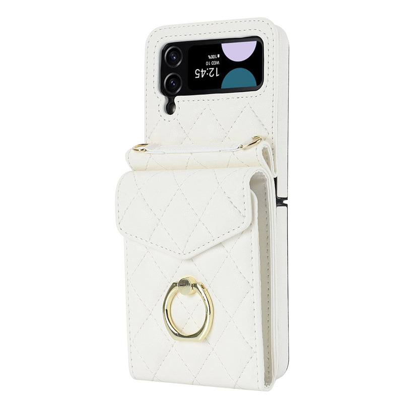 Lederen portemonnee-hoes met reliëf voor de Samsung Galaxy Z Flip4 Flip3