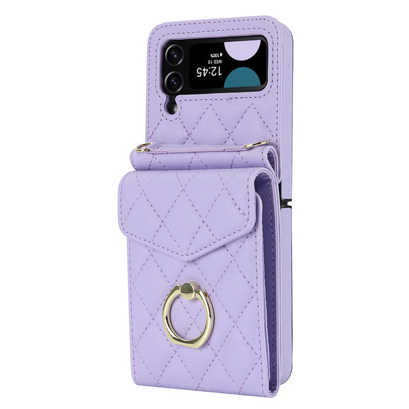 Lederen portemonnee-hoes met reliëf voor de Samsung Galaxy Z Flip4 Flip3